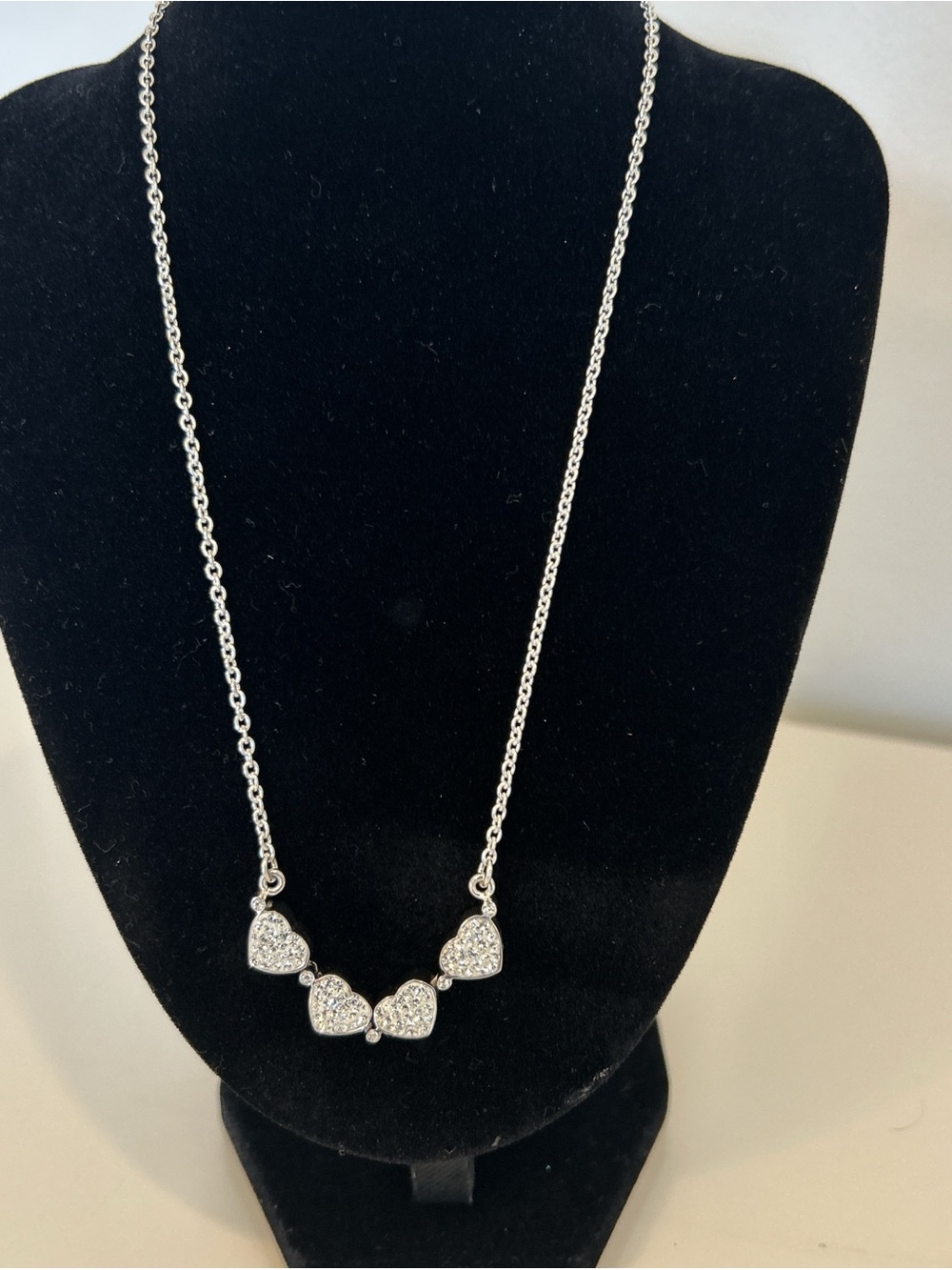 Crystal Heart Pendant Necklace in Silver Tone - Women Jewelry